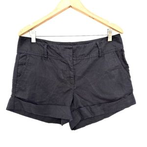 Hinge Solid Black Cuffed Linen Blend Casual Shorts Flat Front sz 10
